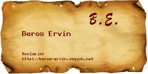 Beros Ervin névjegykártya